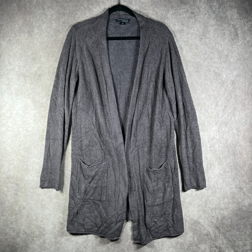 Barefoot Dreams CozyChic Lite Long Cardigan Sweater Duster Medium Gray‎ Knit